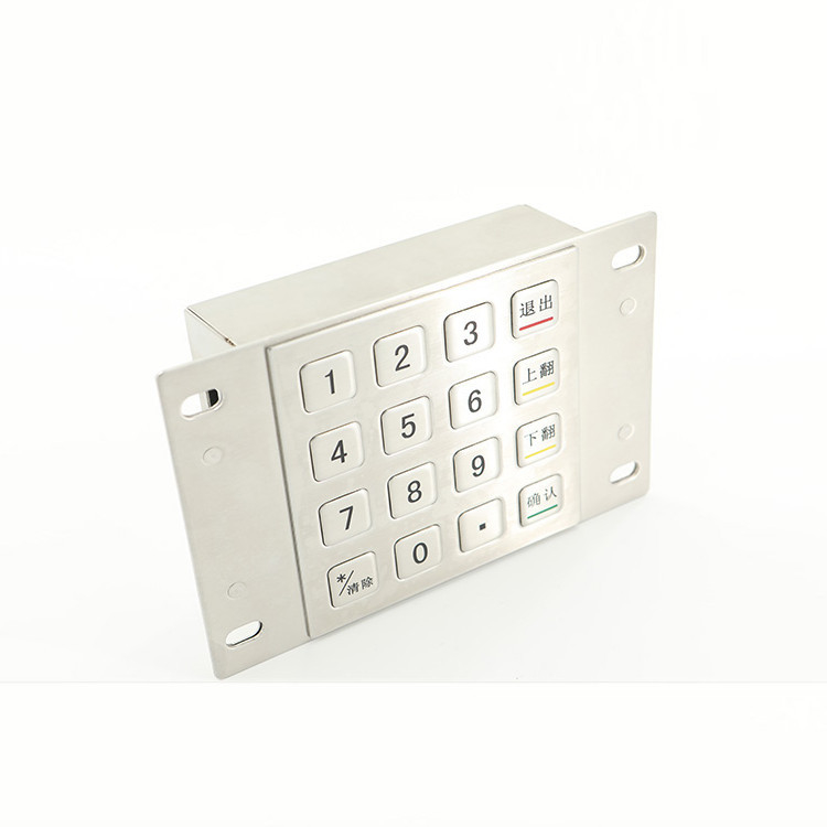 IP65 Waterproof Stainless Steel Encrypted Metal EPP Pin Pad 16 Keys For Payment Kiosk