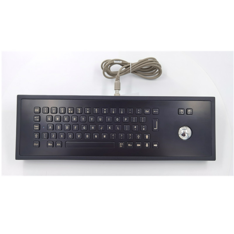Black Color Desktop IP65 Industrial Metal Keyboard With Trackball 65 Keys