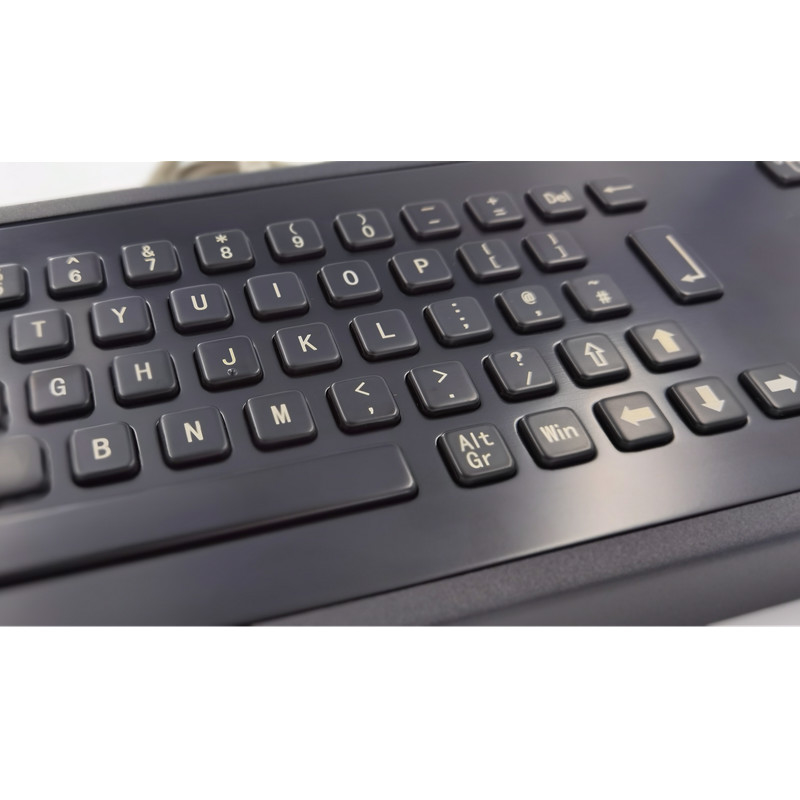 Black Color Desktop IP65 Industrial Metal Keyboard With Trackball 65 Keys