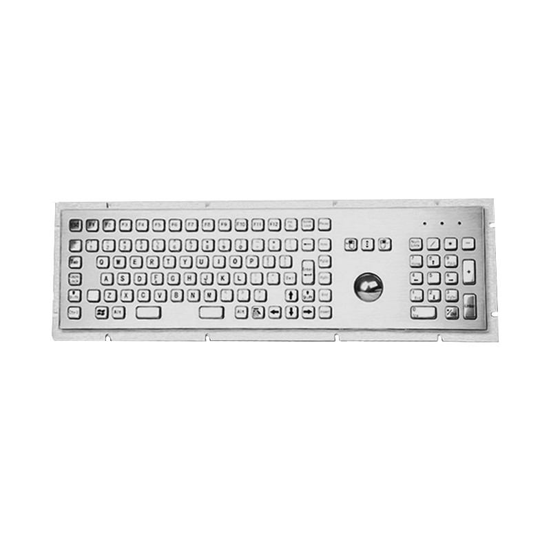 Self Service Kiosk IP65 Waterproof Stainless Steel Metal Keyboard With 38mm Trackball and Numeric Keypad