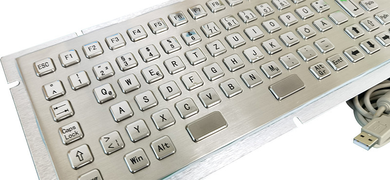 Self Service Kiosk IP65 Waterproof Stainless Steel Metal Keyboard With 38mm Trackball and Numeric Keypad