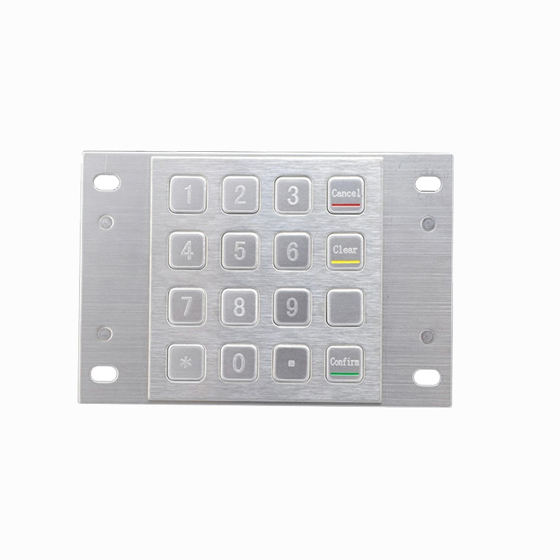 Waterproof 304 Stainless Steel Encrypted Pin Pad Payment Kiosk IP65 Encrypted Metal Keypad with 16 Keys