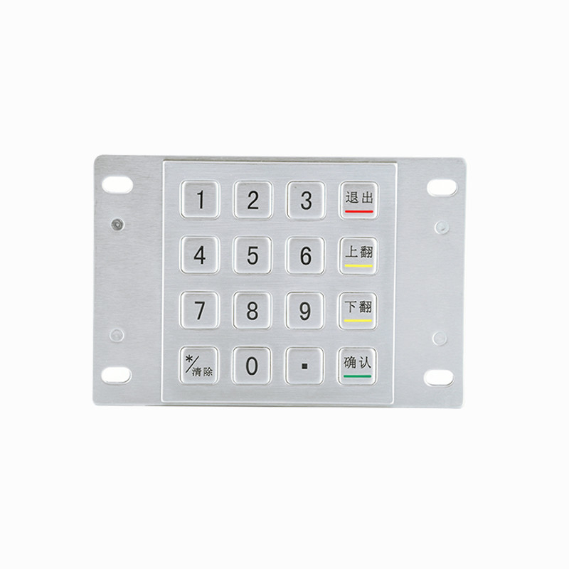 Waterproof 304 Stainless Steel Encrypted Pin Pad Payment Kiosk IP65 Encrypted Metal Keypad with 16 Keys