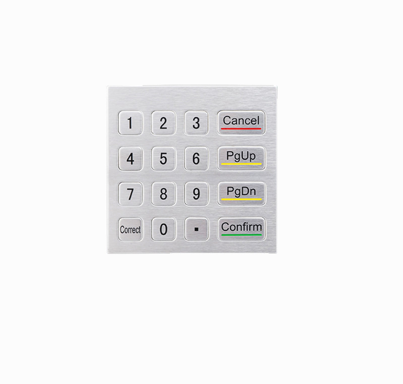 Self Service Kiosk Machine Waterproof IP65 Stainless Steel Metal Numeric Keypad with 4x4 Keys