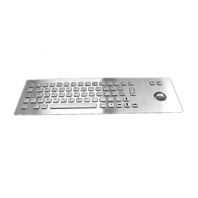 Industrial IP65 Stainless Steel Metal Keyboard With Trackball Input Device For Self Service Kiosk