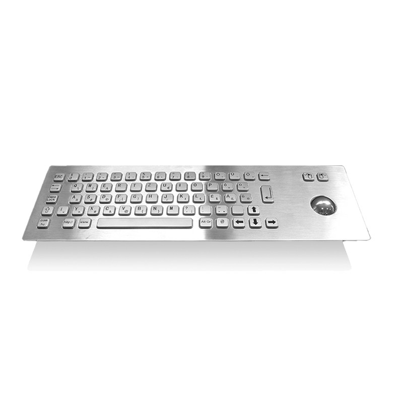 Industrial IP65 Stainless Steel Metal Keyboard With Trackball Input Device For Self Service Kiosk