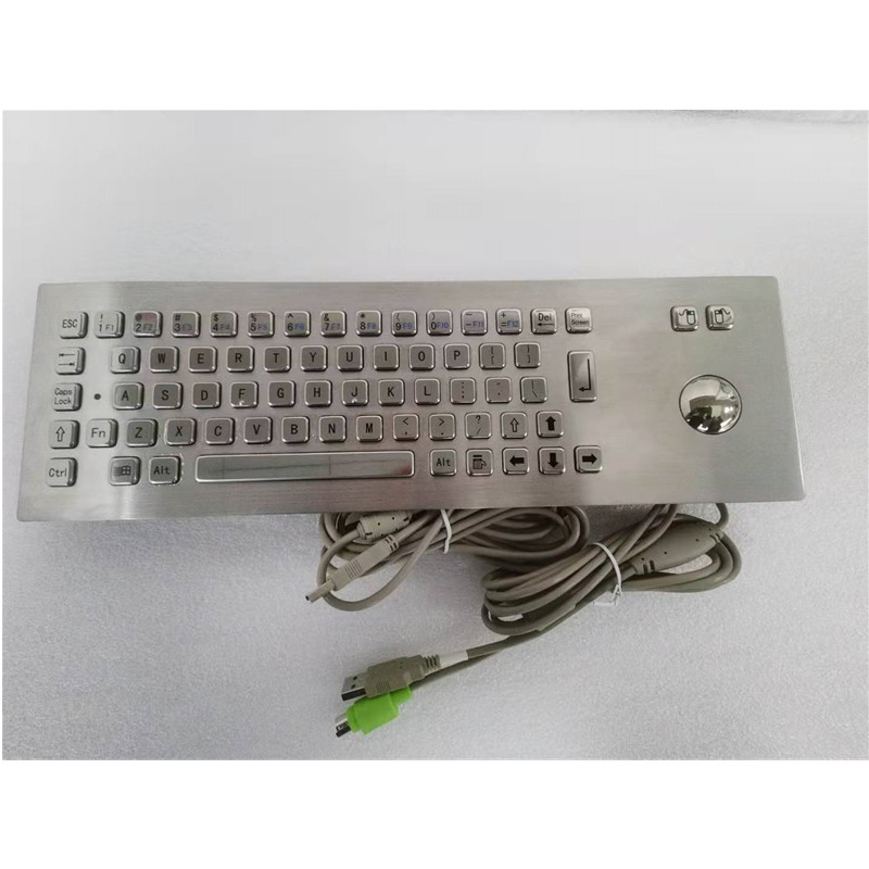 Industrial IP65 Stainless Steel Metal Keyboard With Trackball Input Device For Self Service Kiosk