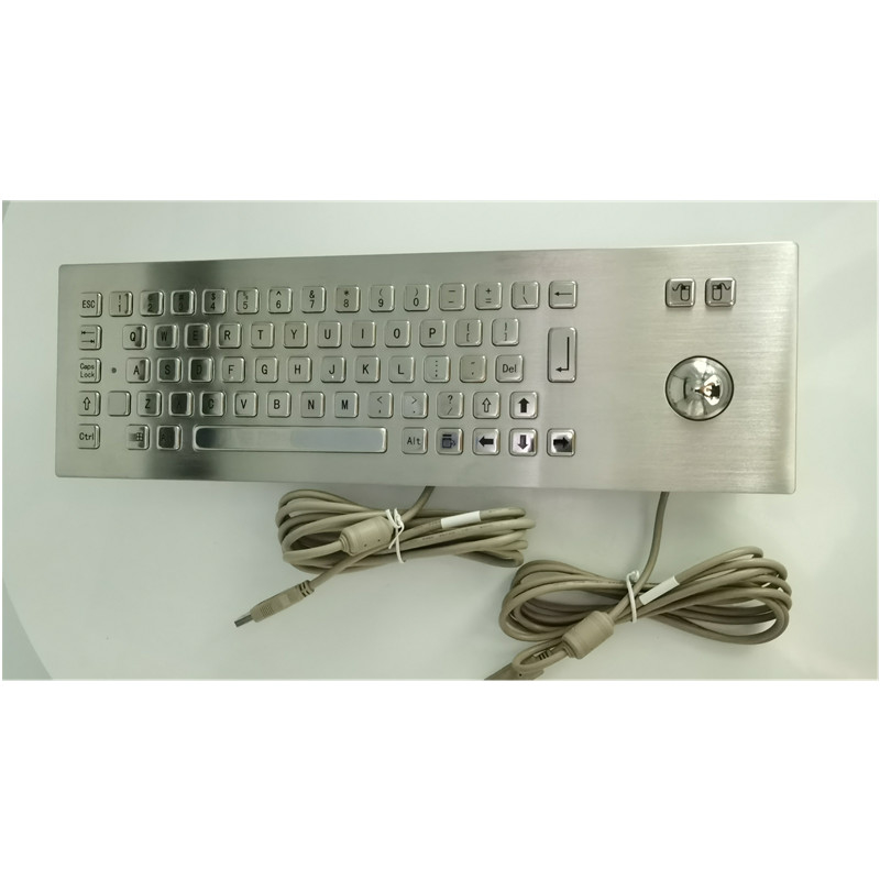Industrial IP65 Stainless Steel Metal Keyboard With Trackball Input Device For Self Service Kiosk